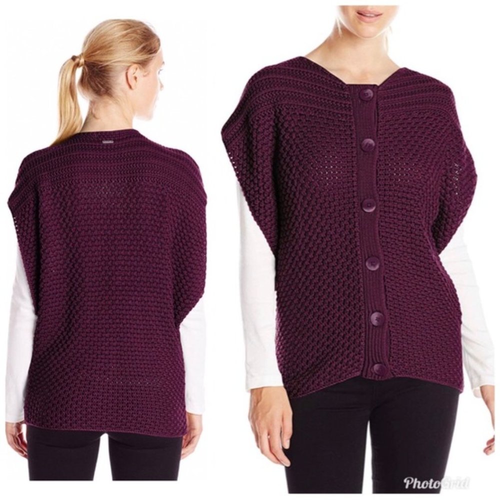 SW58 Prana Burgundy Ester Cardigan Sweater Vest Size M